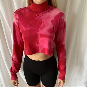 Polo Ralph Lauren (Small) tie-dye hemmed cropped turtleneck sweater